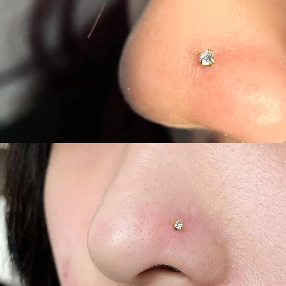 16Pcs Nose Rings 18G Nose Studs Surgical Steel 1.5MM Clear Crystal Nostril Ring - Picture 4 of 5